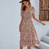 Bohemia Print Dress Women New Summer Midi Dress Puff Sleeve